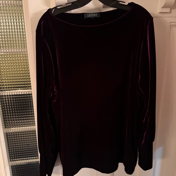 Lauren Ralph Lauren Velour Royal Purple Pullover Top Shirt Blouse size 3X - Picture 9 of 10